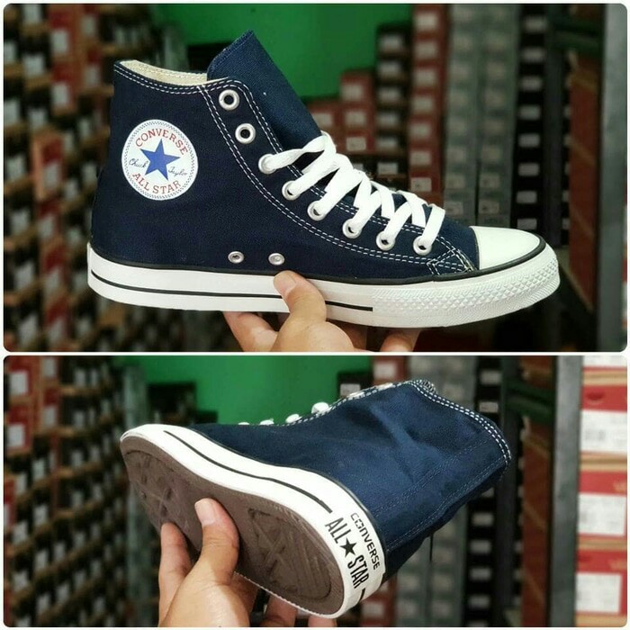 Sepatu converse import allstar high black white hitam putih sekolah kerja kuliah kado pria wanita