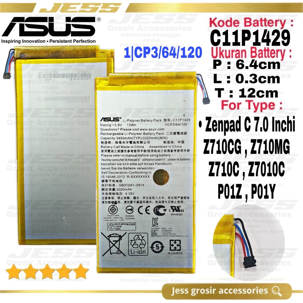 Baterai Battery Original ASUS Zenpad C 7.0 Inchi , Z170CG , C11P1429