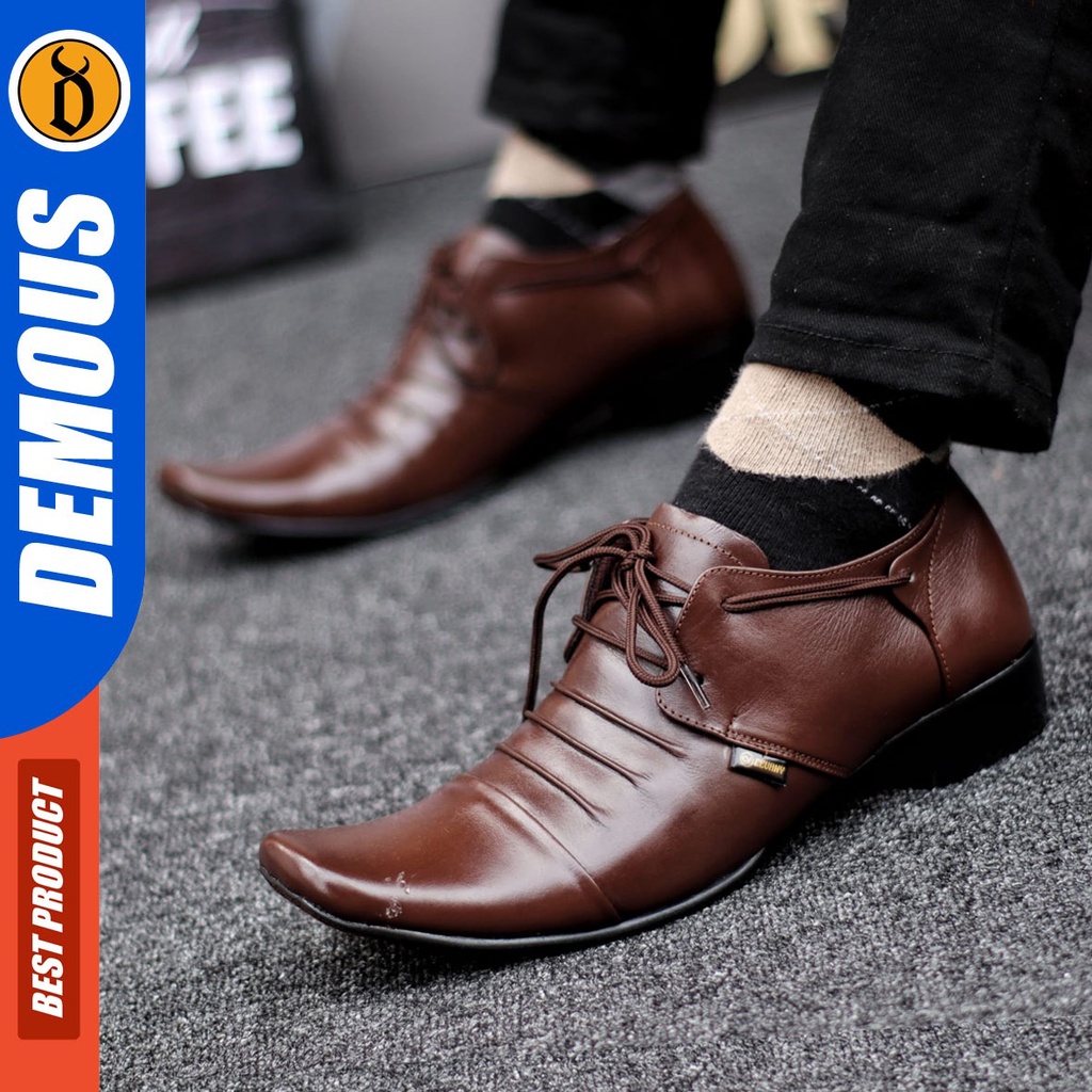 DEMOUS bones - Sepatu Formal Pantopel Kulit Asli Kerja Pria