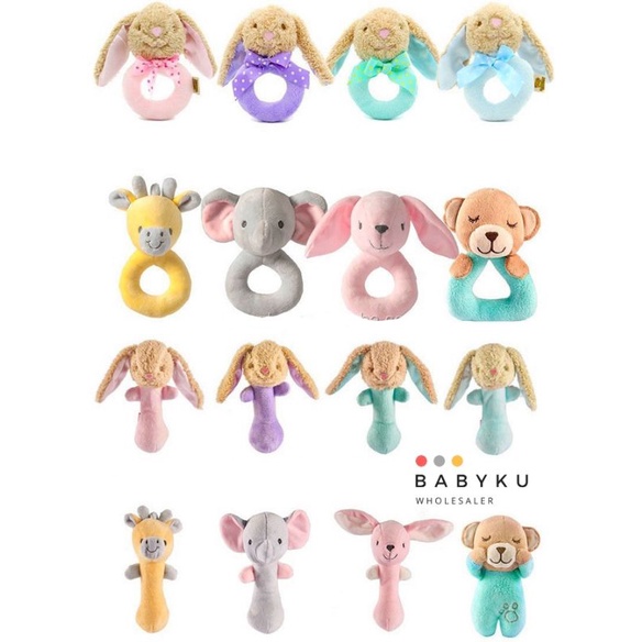 Mainan boneka genggam bayi / Boneka tangan kerincing / Rattle stick