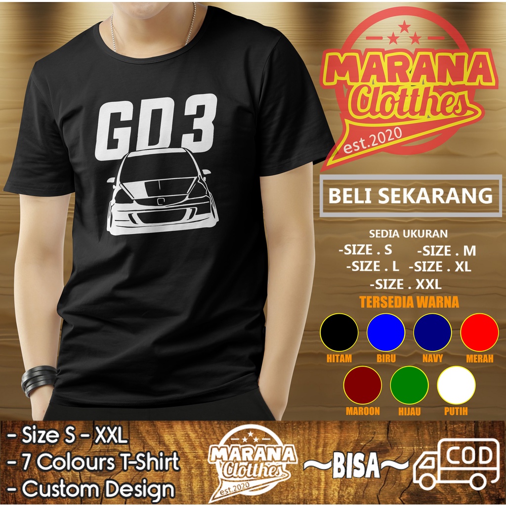 Kaos Mobil Honda Jazz GD3 Siluet Baju Otomotif