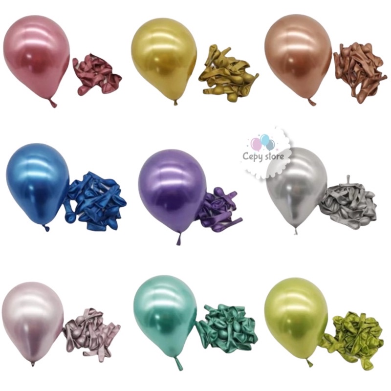 Balon Latex Chrome 5inch / Balon Metalik Chrome 5inch Ecer