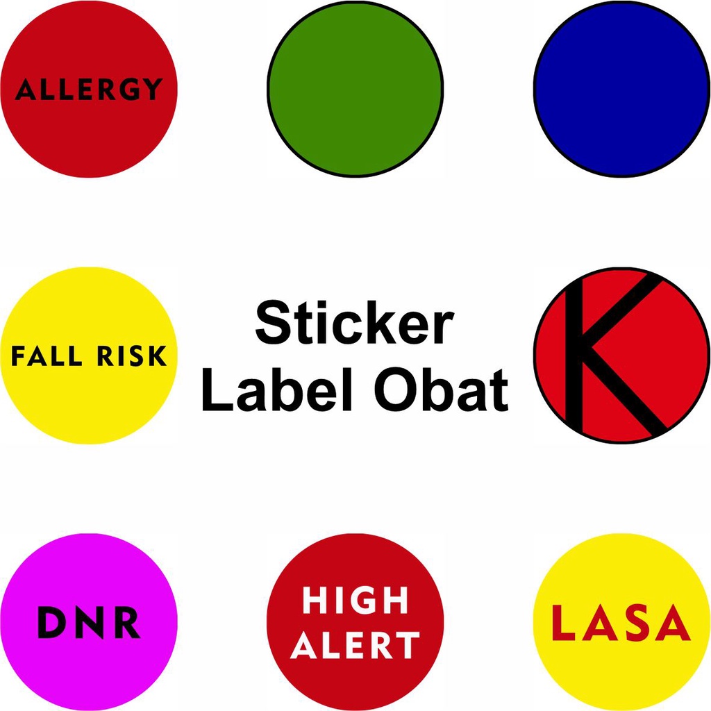 

Stiker Label Rumah Sakit / Pasien Apotik / Apotek / High Alert / Lasa / Penanda Obat Warna Kuning / Merah