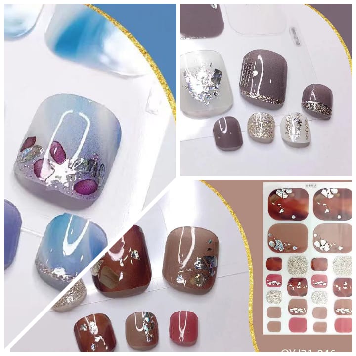 1 SET SEPASANG STIKER KUKU KAKI NAIL STICKER FEET TOE NAILS STIKER 3D TIMBUL PREMIUM DESAIN STIKER KUKU