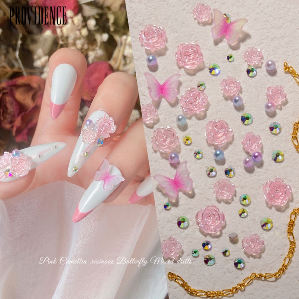 1 Kotak Stiker Kuku Desain Bunga Camellia 3D Tahan Lama Untuk Dekorasi Manicure