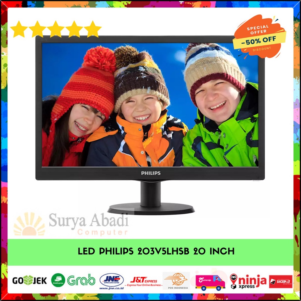 MONITOR LED PHILIPS 203V5LHSB HDMI VGA 20 INCH PHILIP