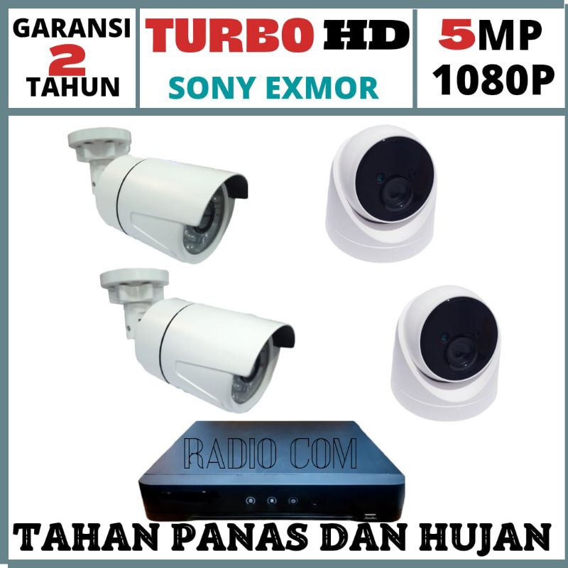 PAKET CCTV 4 CAMERA 5MP TURBO HD 1080P IR SONY LENGKAP SIAP PASANG 2 INDOOR 2 OUTDOOR