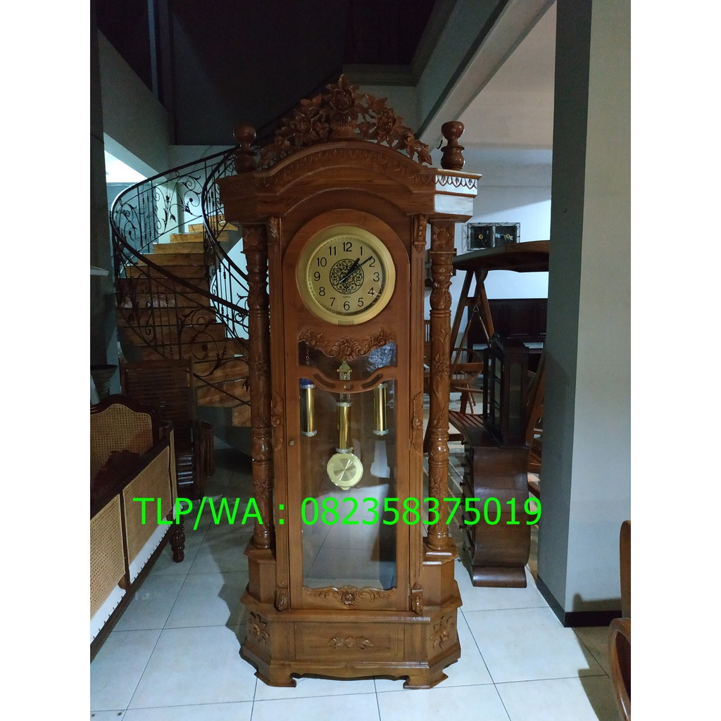 Lemari Jam Ukiran Jepara Kayu Jati Harga Murah di Shopee Almari Jam Hias Mewah Elegant Klasik