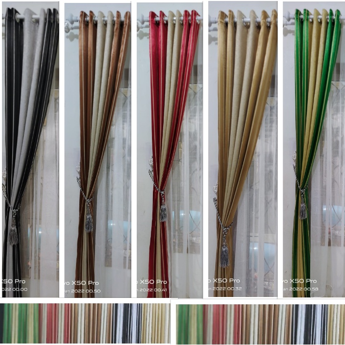 GORDEN Blackout HORDENG JENDELA Bludru Import Minimalis HORDEN korden Pintu Jendela Smokring Tebal 12 Ring-1 Pcs Finishing STEAM UAP--7