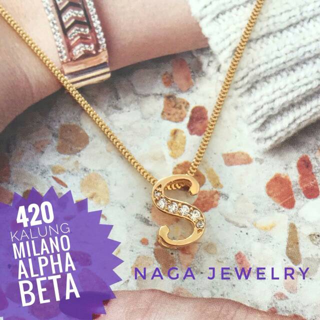 kalung milano alphabeta emas kadar 375&420