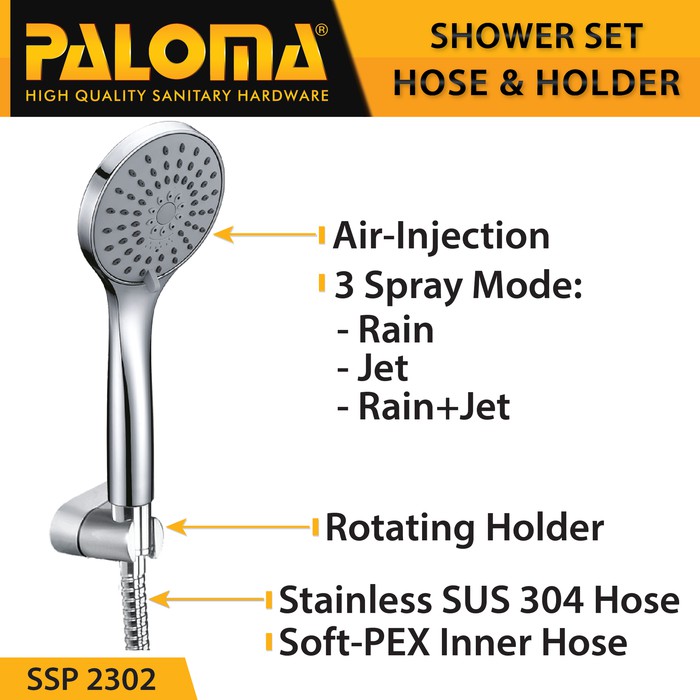 PALOMA FCP 6276 SSP 2302 Paket Keran Cabang Shower Set Mandi Tembok