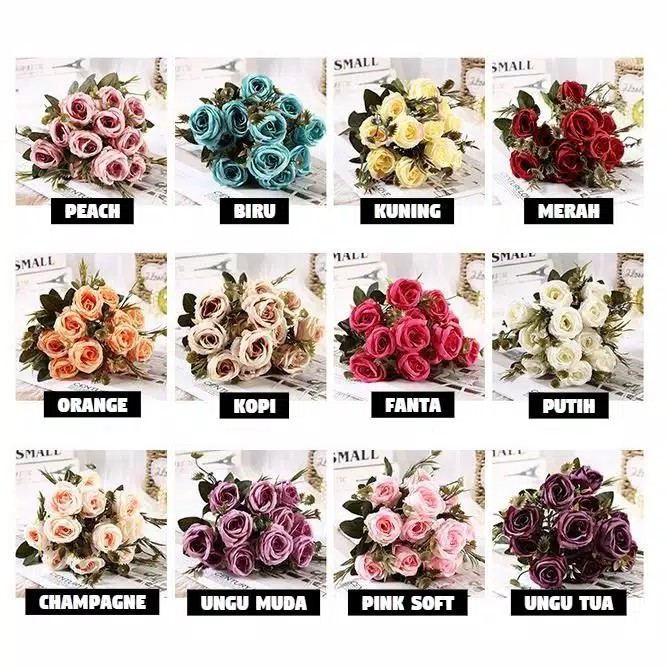 Bouquet Bucket Buket Bunga Plastik Hiasan Dekor Dekorasi Pernikahan Lamaran MAWAR Artifisial Murah