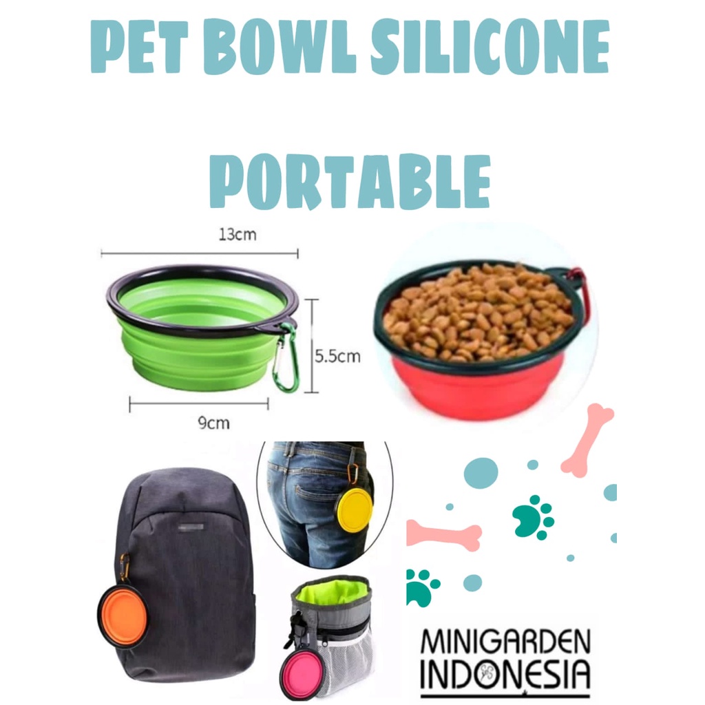 MANGKOK LIPAT SILICONE PET BOWL TEMPAT MAKAN MINUM HEWAN PORTABLE