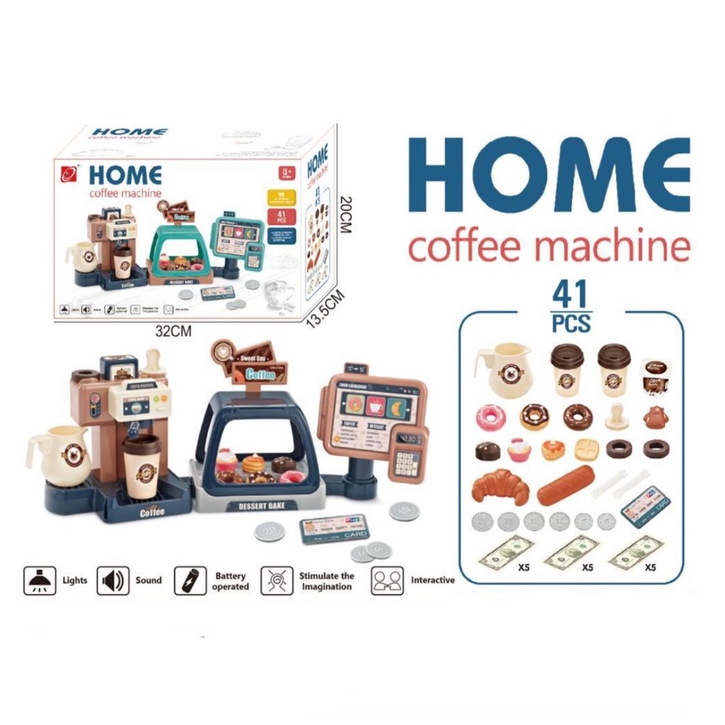 Mainan HOME COFFEE MACHINE Coffee Shop Kasir Tempat Dessert Pretend