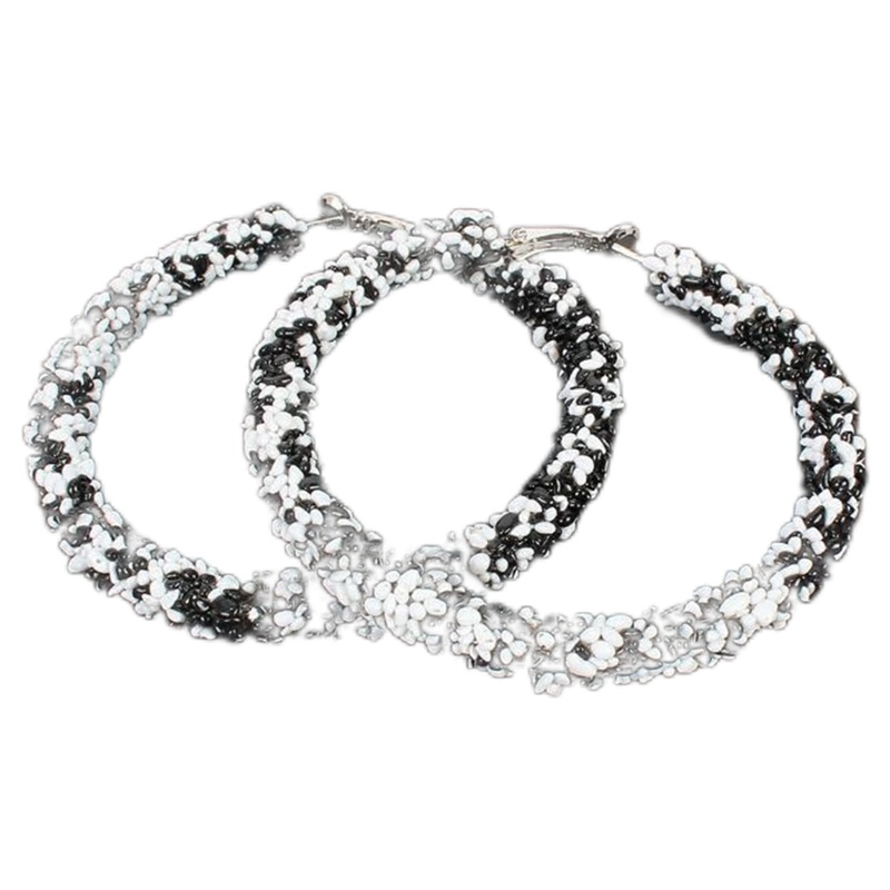 Anting Hoop 925 Sterling Silver Hias Cubic Zirconia Warna Hitam Untuk Wanita
