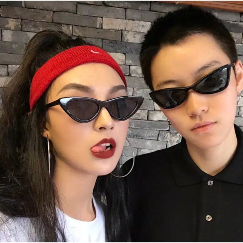 Kacamata Cat Eye Triangle Segitiga Wanita Sunglasses Kacamata Hitam Korean Ulzzang Triangle Vintage Cat Eye Sunglasses Women Men KC003