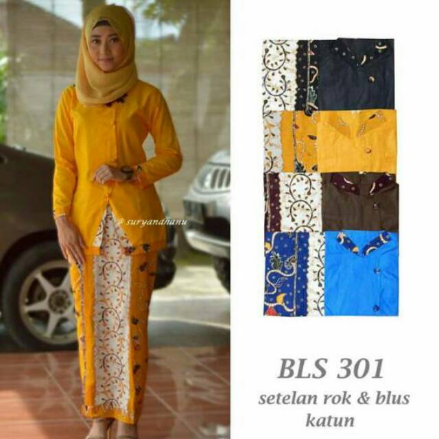 BLS 301 Setelan Rok blus batik pramugari setelan seragam kantor
