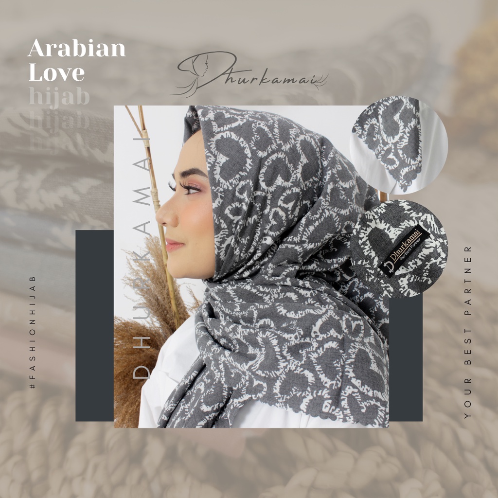 KERUDUNG DHURKAMAI HIJAB SEGIEMPAT VOAL ARABIAN LOVE - MOTIF
