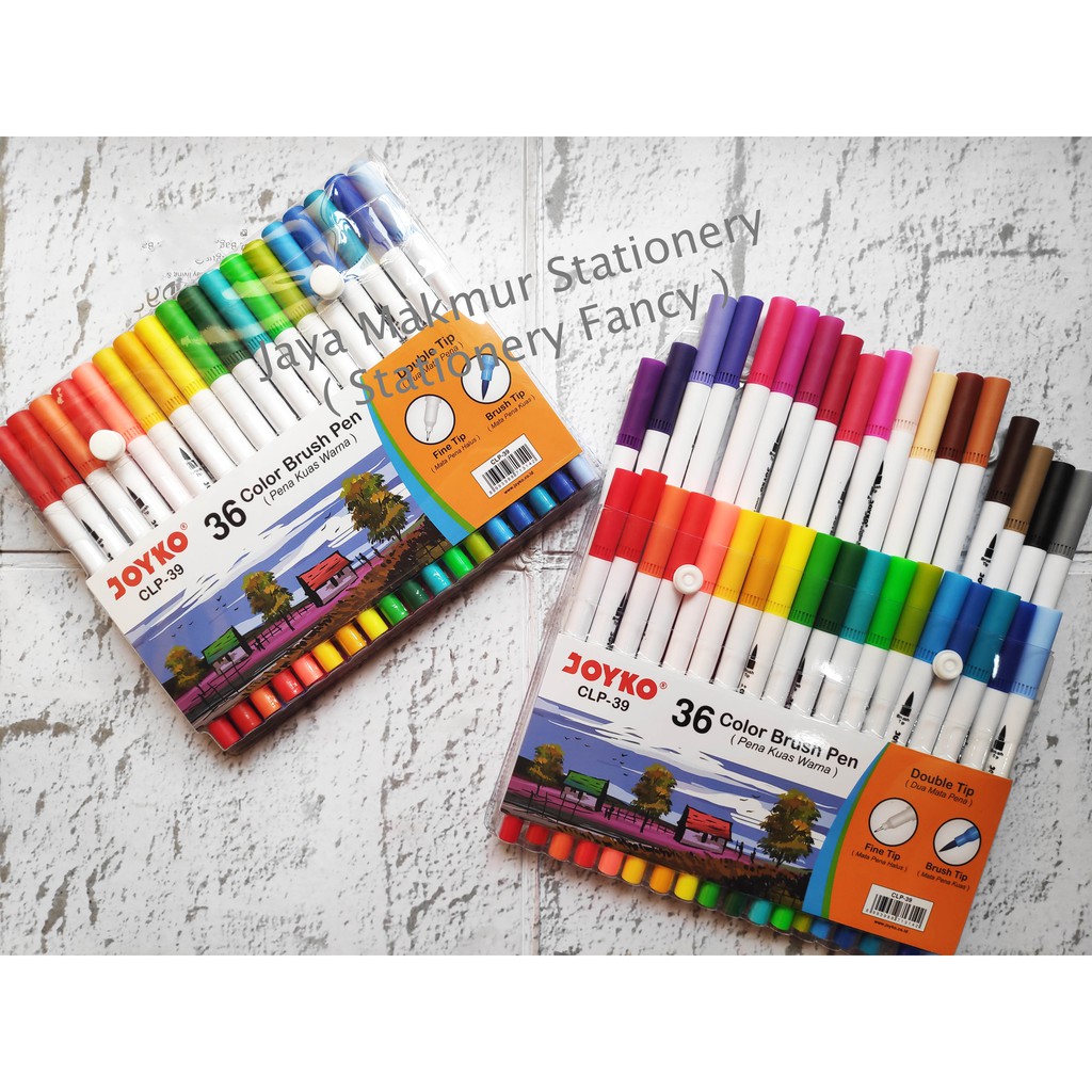 Pen gel kuas color Brush Pen Joyko set 36 warna CLP-39 (1 set)