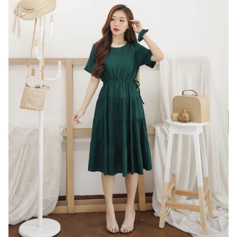 DRESS RUFFLE WANITA/DRESS CASUAL/DRESS