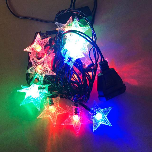 Lampu natal hias motif bintang lampu tumblr led rainbow