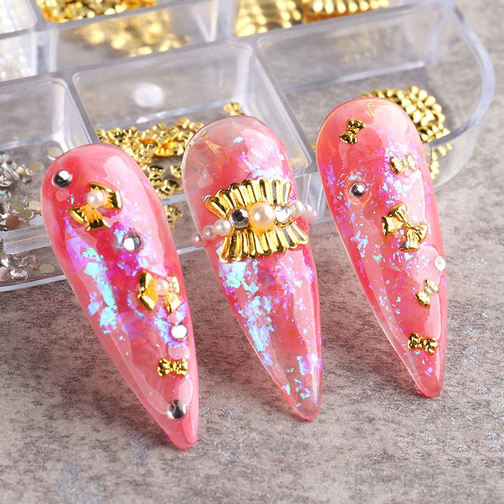 Mxbeauty Manik-Manik Mutiara Berlian Imitasi 3d Warna Rose Gold Silver Bahan Metal Untuk Dekorasi Nail Art