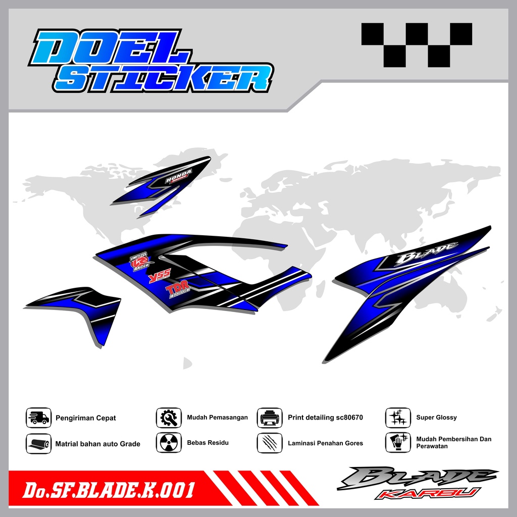 STICKER STRIPING BLADE 110 KARBU - STICKER STRIPING LIST VARIASI HOLOGRAM , CROME BLADE 110 KARBU DOEL 001