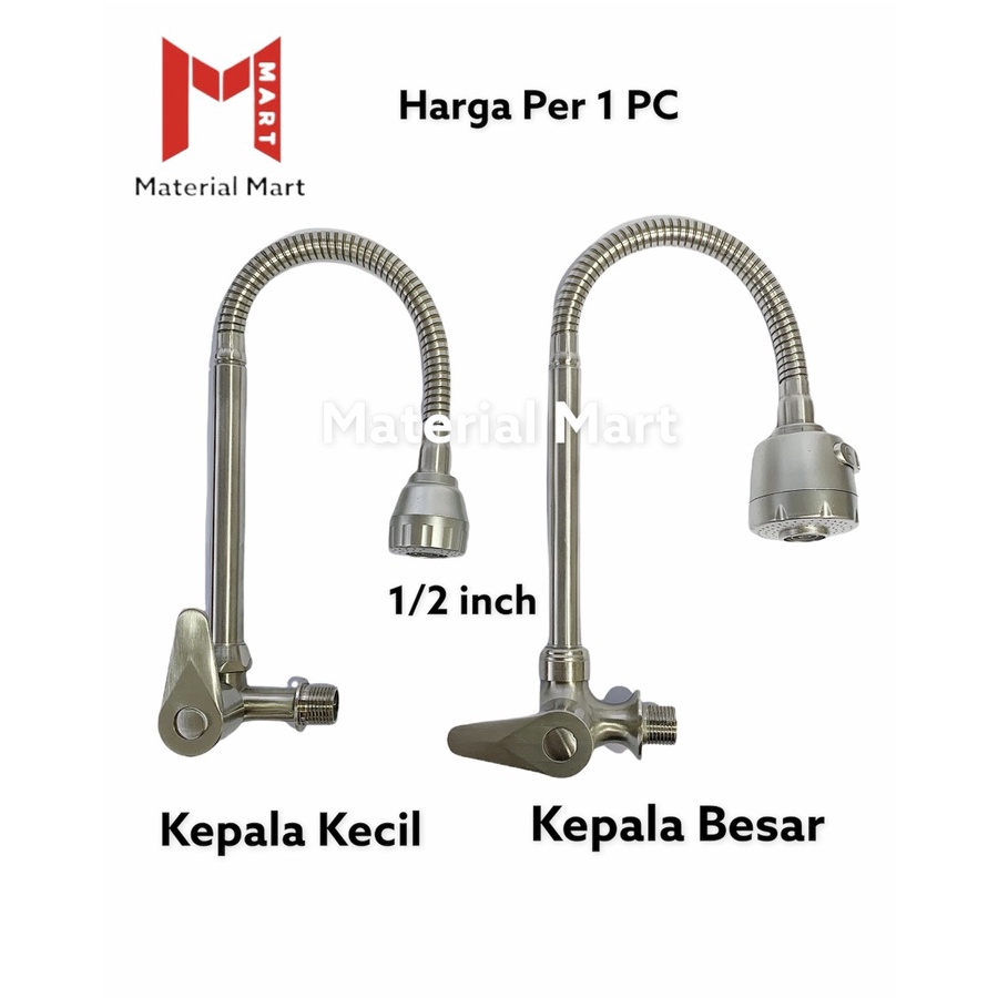 Keran Angsa Fleksibel Stainless 1/2 Inch | Kran Cuci Piring Flexible | Material Mart