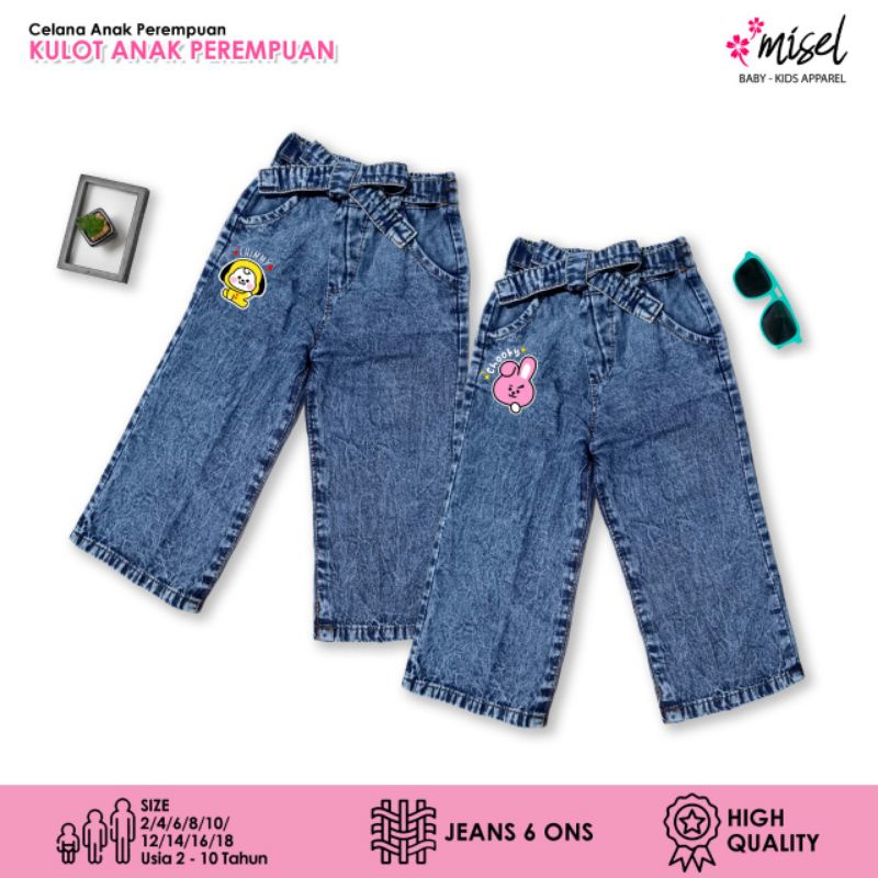 Celana Panjang Kulot Jeans Anak Perempuan Cewek Misel Usia 2 3 4 5 6 7 8 9 10 Tahun