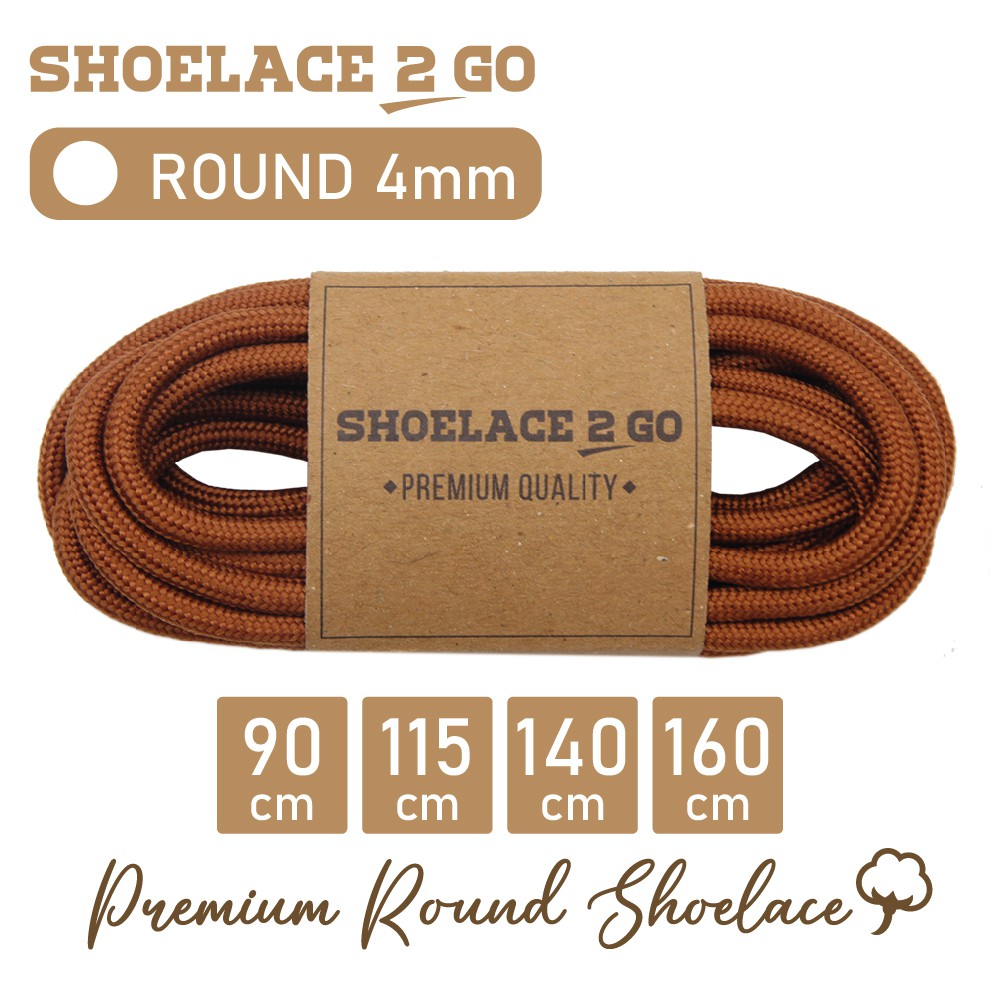 SHOELACE 2 GO PREMIUM TALI SEPATU BULAT ROUND - SR4 - C1 - BROWN - 4MM