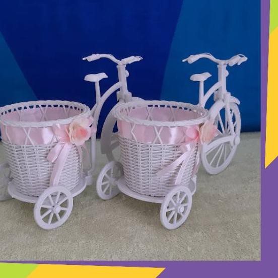 【aaf✰OOPI✴ 024 [Grosir] Pot bunga plastik rotan pita plus sepeda - pot bunga sepeda tanaman artific