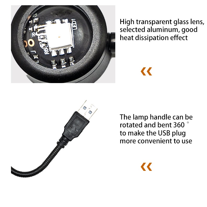 Lampu Matahari Terbenam RGB Rotasi 360 Derajat Tenaga USB Untuk Dekorasi Ruang Tamu / Kamar Tidur