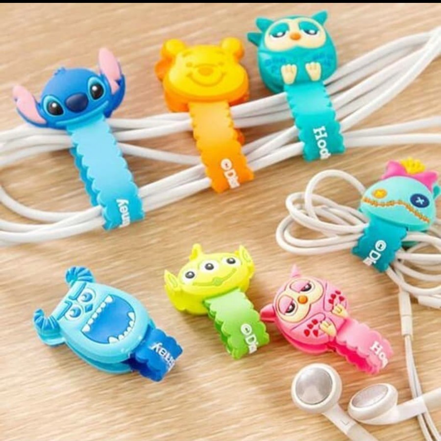 JEPIT KABEL Penggulung Cable Charger / Earphone / Headset karakter Klip Clip Ikat Pengikat