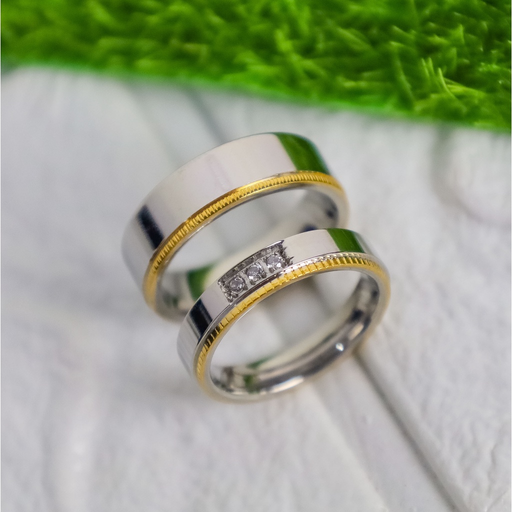 [JB027] Cincin Couple Titanium Original 100% Anti Pudar (GRATIS BOX)