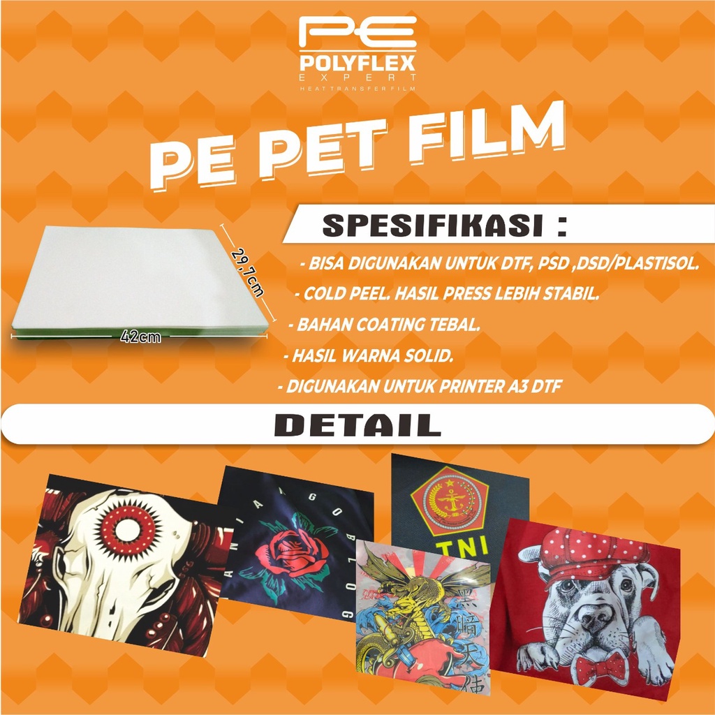 Jual Transfer Pet Film Sablon DTF Digital Transfer Film A3 (10 LEMBAR