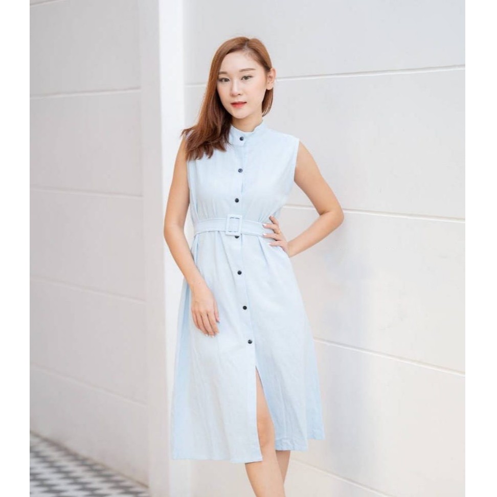 Belle Long Dress / Dress Biru / Dress Putih / Casual Dress / Dress Wanita