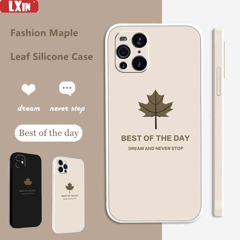 Fashion Phone Case Realme 8 8Pro 8i C11 2021 C25 C12 C15 C3 C2 6 6i 5i A3S A5S Reno 6 Z 6Z 5G Reno 5 Maple Leaf Silicone Shockproof Soft Square TPU Cover