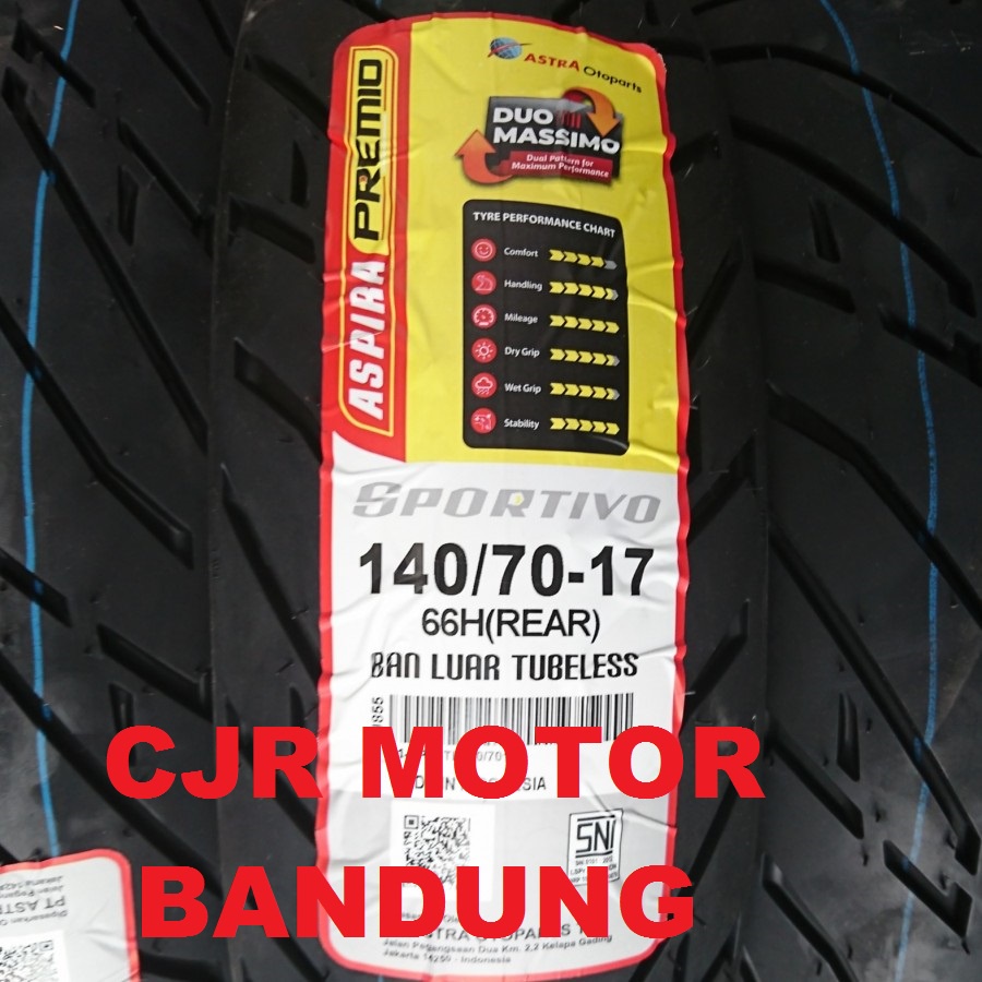 Aspira Premio Sportivo 140/70 ring 17 ban belakang tubeless motor cbr ninja r15 vixion cb150r verza