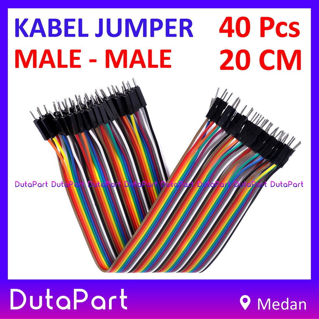 40Pcs Kabel Jumper 20cm MALE to MALE Dupont Cable Wire Pelangi