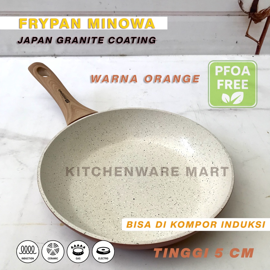 Frypan Minowa Keramik Stone White Marble - Frypan Japan technology - WOkpan 36 cm ceramic