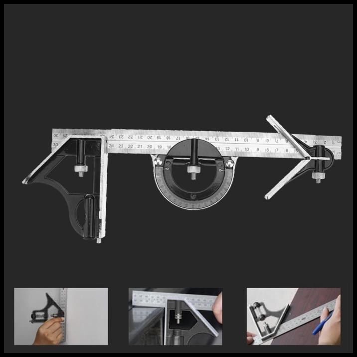 

3 In 1 Penggaris Multifungsi Adjustable Angle Finder 30Cm - Ww017