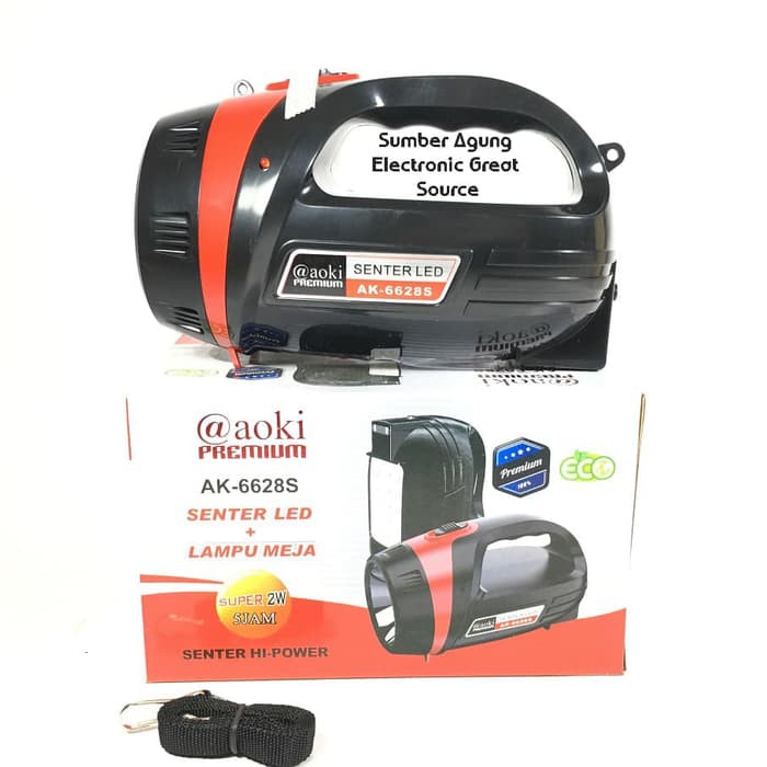 Senter Aoki AK6628S 6628 AK6628 LED Emergency Saat Mati Lampu Meja