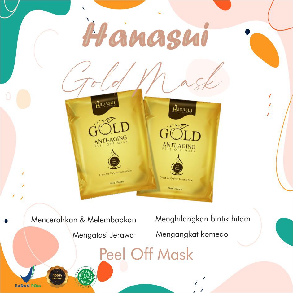 Hanasui GOLD Anti Aging Peel Off Mask Peach Extract Oily To Normal Skin Masker Emas