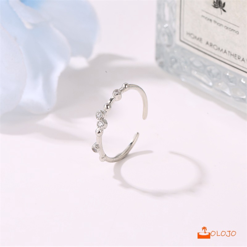 OLOJO Korea Cincin Open Ring Adjustable Berlian Cincin Perhiasan Wanita Cincin Wanita Mini