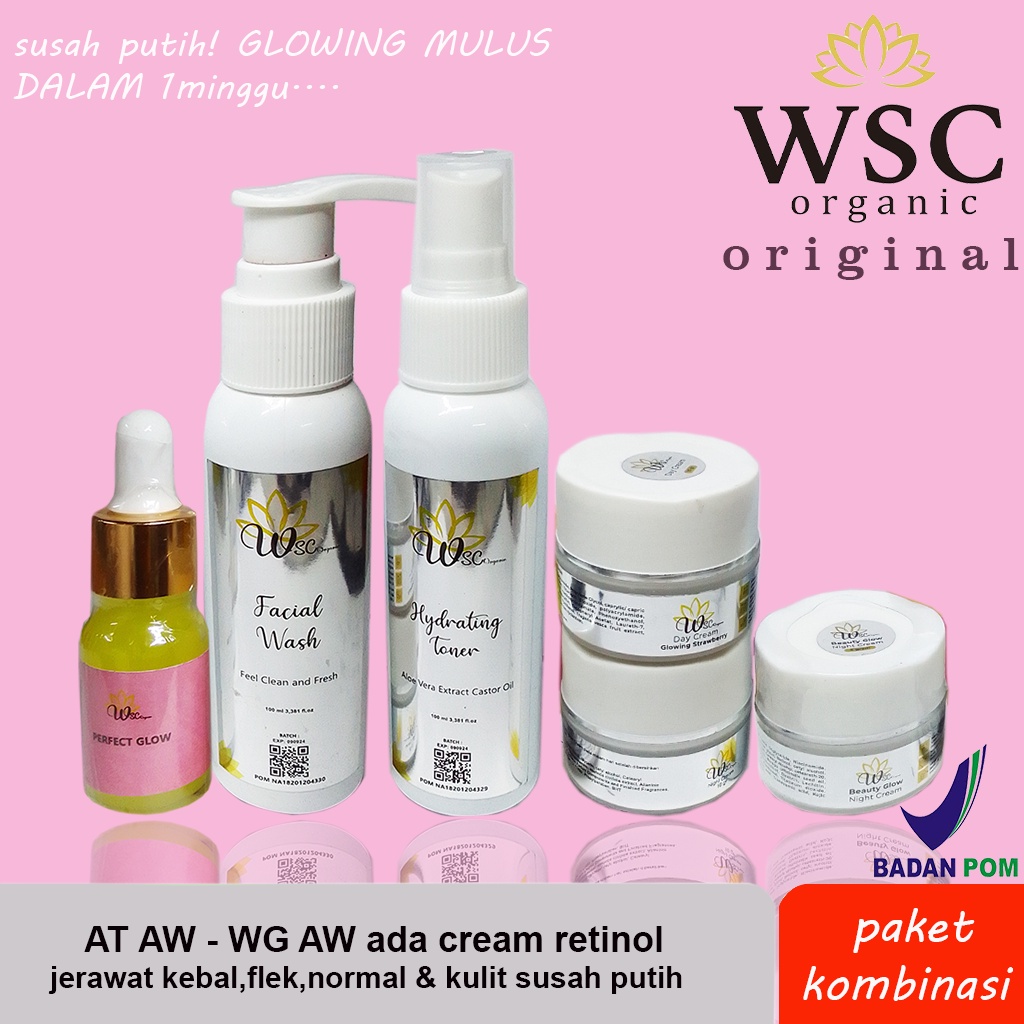 Wsc organic skincare paket kombinasi wsc organik skincare at aw wg aw paket flek normal jerawat big atau mini