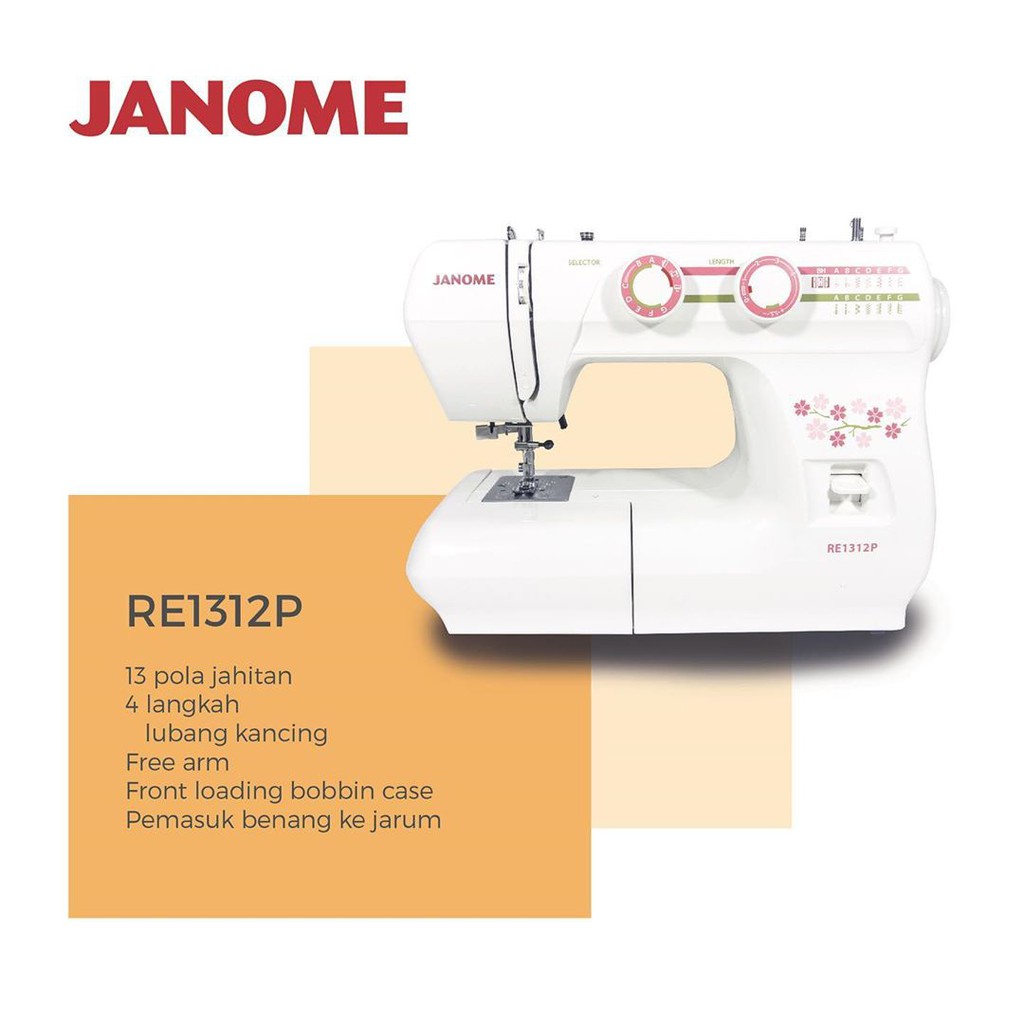 Mesin Jahit JANOME RE 1312 P / RE1312P Multifungsi Portable