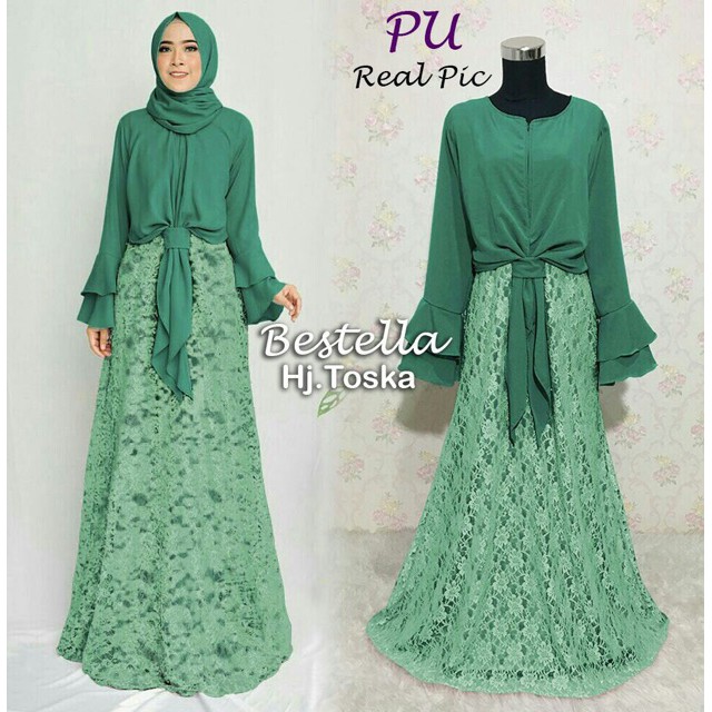 TERKINI/Maxi bestella busui ori pu - gaun pesta brukat busui - maxidress muslim brukat glitter