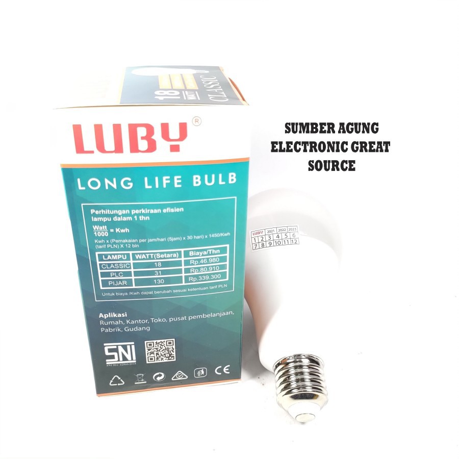 Luby Classic Lampu LED 18W 1710 Lumen Terang Awet Bergaransi Cahaya Pu