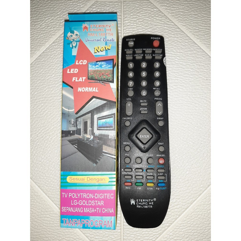 Remot Remote TV POLYTRON LED LCD SLIM FLAT Plasma Digitec Goldstar Universal Chunge 1887tr tanpa setting