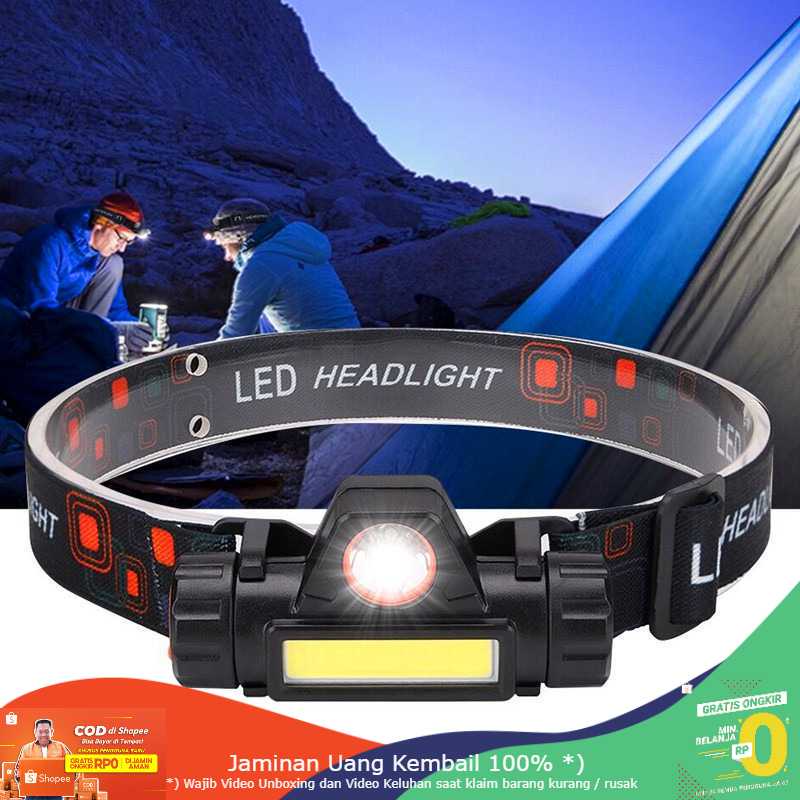 (BISA COD) RVOSTR LELITEN Senter Kepala LED Headlight USB Rechargeable Q5 + COB - LE022